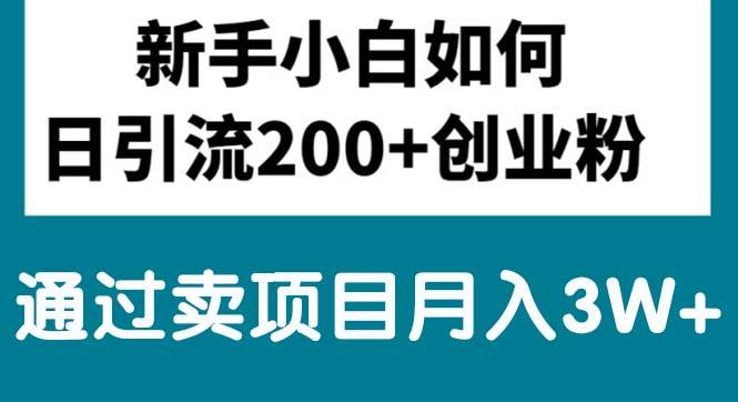 新手小白日引流200+创业粉,通过卖项目月入3W+-亦可网创