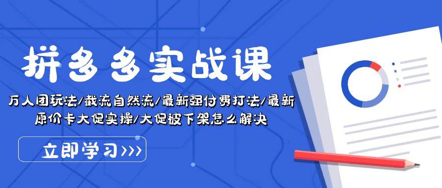 拼多多·实战课：万人团玩法/截流自然流/最新强付费打法/最新原价卡大促..-亦可网创