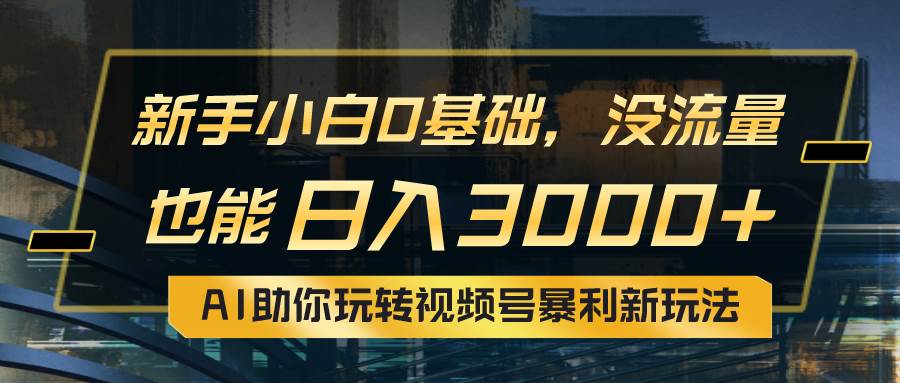 小白0基础，没流量也能日入3000+：AI助你玩转视频号暴利新玩法-亦可网创