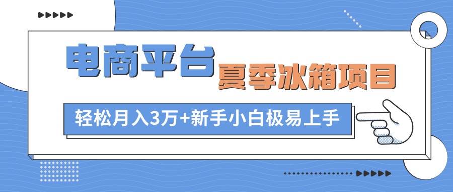 电商平台夏季冰箱项目，轻松月入3万+，新手小白极易上手-亦可网创