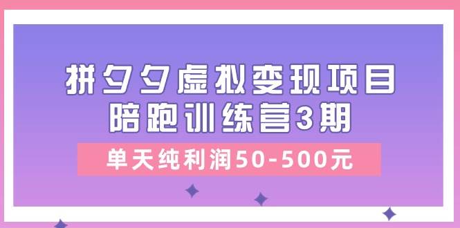 某收费培训《拼夕夕虚拟变现项目陪跑训练营3期》单天纯利润50-500元-亦可网创