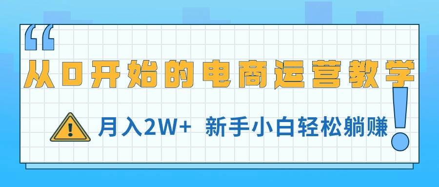 从0开始的电商运营教学，月入2W+，新手小白轻松躺赚-亦可网创