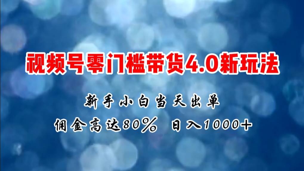 微信视频号零门槛带货4.0新玩法，新手小白当天见收益，日入1000+-亦可网创