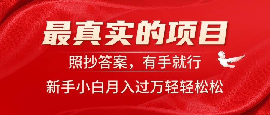最真实的项目，照抄答案，有手就行，新手小白月入过万轻轻松松-亦可网创