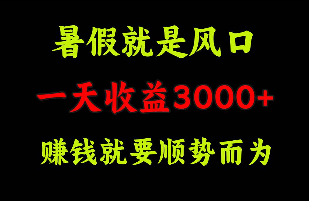 一天收益3000+ 赚钱就是顺势而为，暑假就是风口-亦可网创