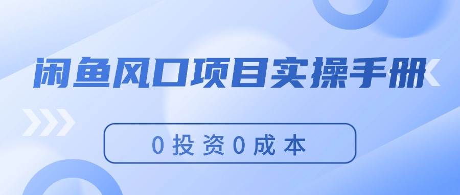 闲鱼风口项目实操手册，0投资0成本，让你做到，月入过万，新手可做-亦可网创