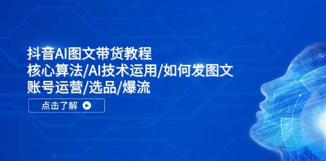 抖音AI图文带货教程：核心算法/AI技术运用/如何发图文/账号运营/选品/爆流-亦可网创