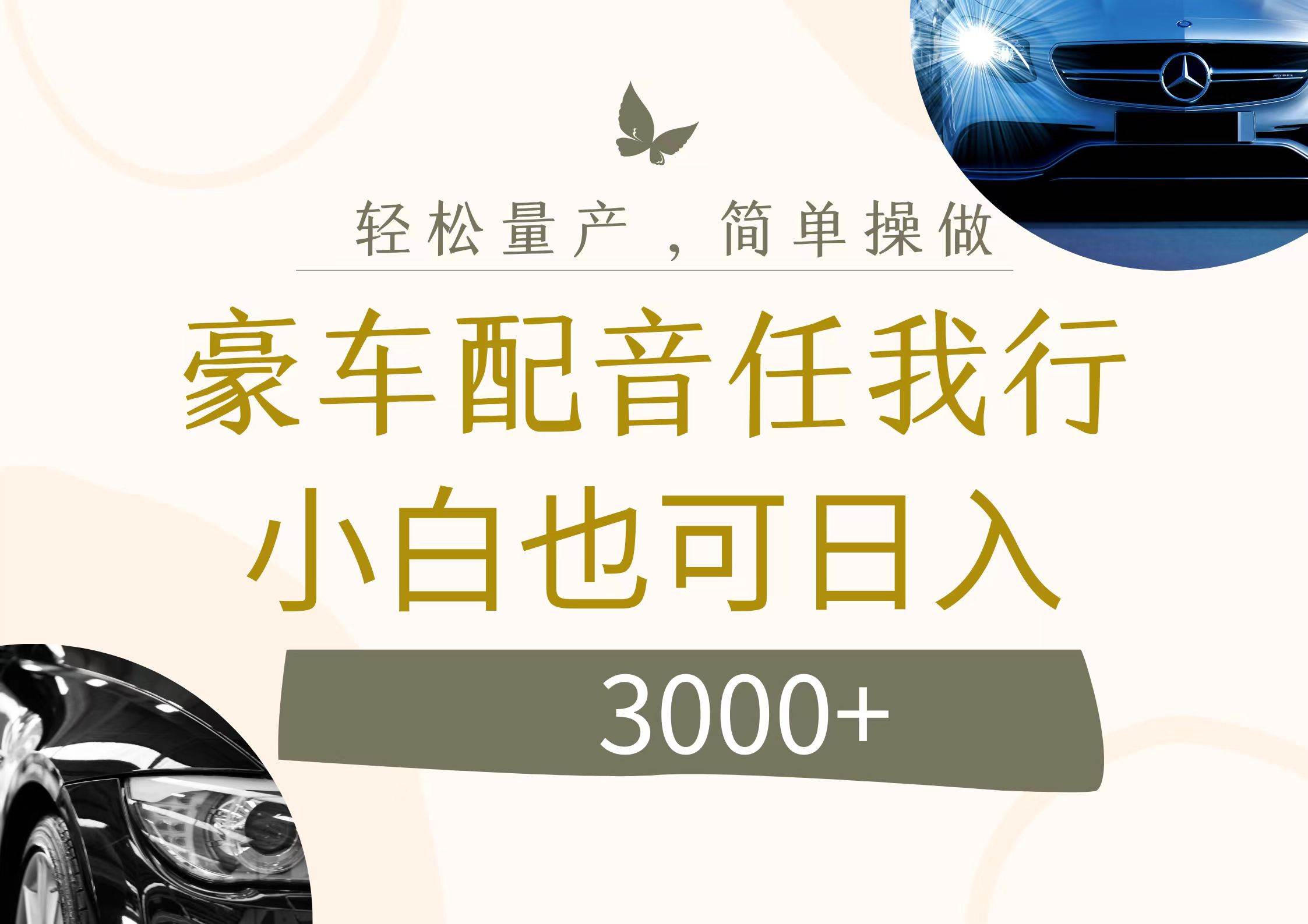 不为人知的暴力小项目，豪车配音，日入3000+-亦可网创