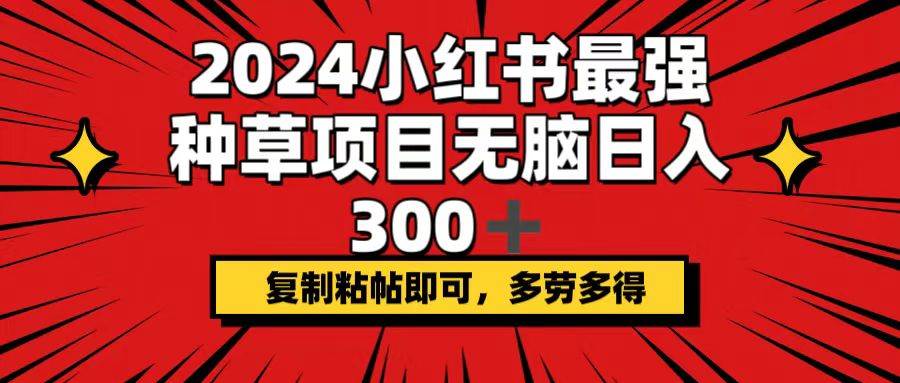 2024小红书最强种草项目，无脑日入300+，复制粘帖即可，多劳多得-亦可网创